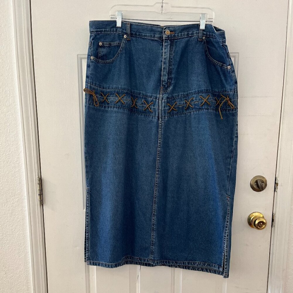 Details Plus Y2K Boho Boeheim Hippie Maxi Criss-Cross Detail Maxi Skirt Sz 20